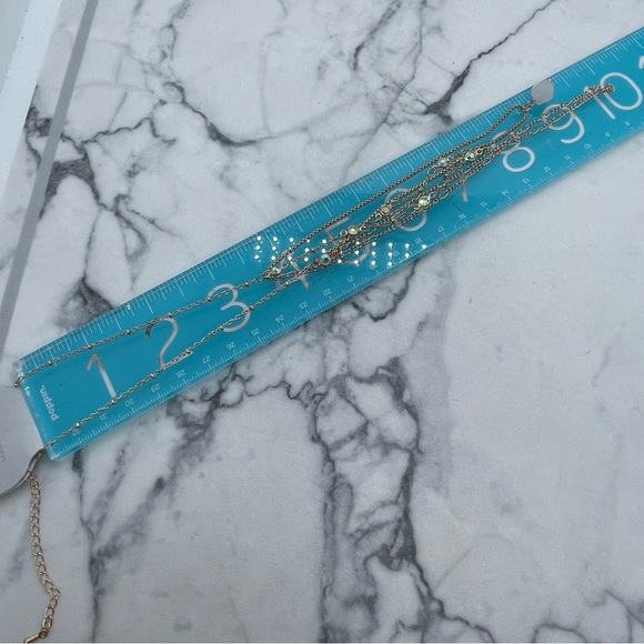 New Jolli Molli Layered Necklace Gold Tone Chain Quartz Stone Accent - Picture 6 of 6